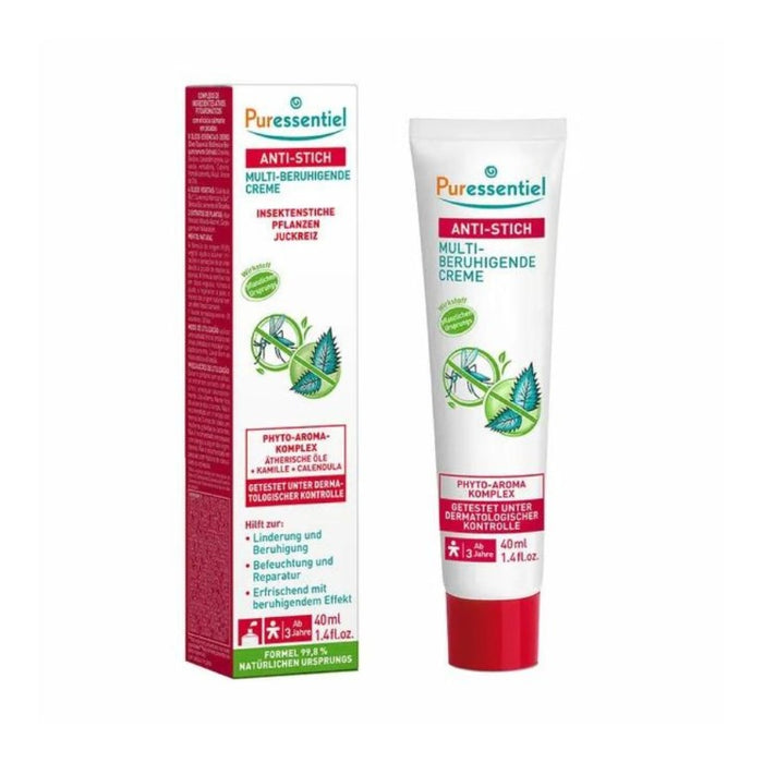 Puressentiel Anti-Stich Multi-Beruhigende Creme Bio mit ätherischen Ölen, Aloe Vera und Calendula – bei Hautirritationen und Juckreiz, 40 ml Creme