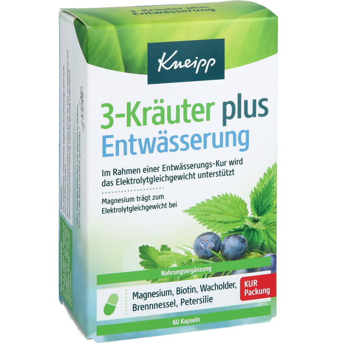 Kneipp 3-Kräuter plus Entwässerung Kapseln im Rahmen einer Entwässerungs-Kur, 60 pc Capsules