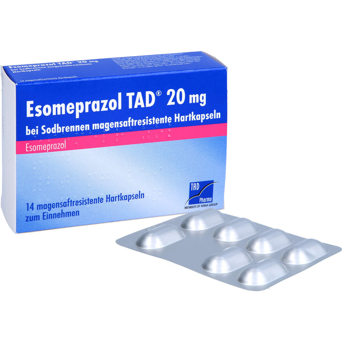 Esomeprazol TAD  20 mg bei Sodbrennen magensaftresistente Hartkapseln, 14 pcs. Capsules