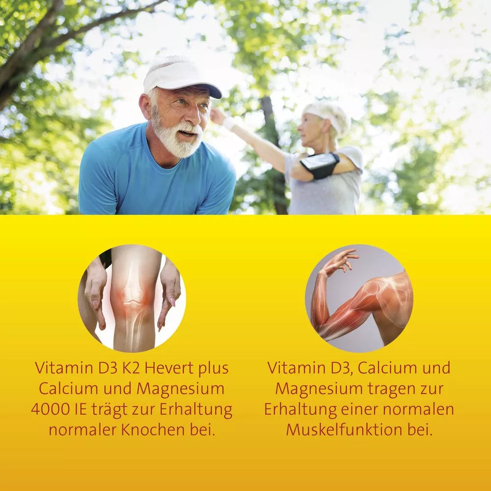 Vitamin D3 K2 Hevert® plus Calcium und Magnesium 4000 IE, 60 St. Kapseln