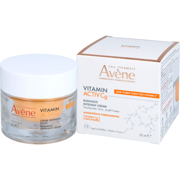 Avène Eau Thermale Vitamin Activ Cg Radiance Intensiv-Creme mildert Falten, steigert die Ausstrahlung der Haut und reduziert Pigmentflecken, 50 ml Crème